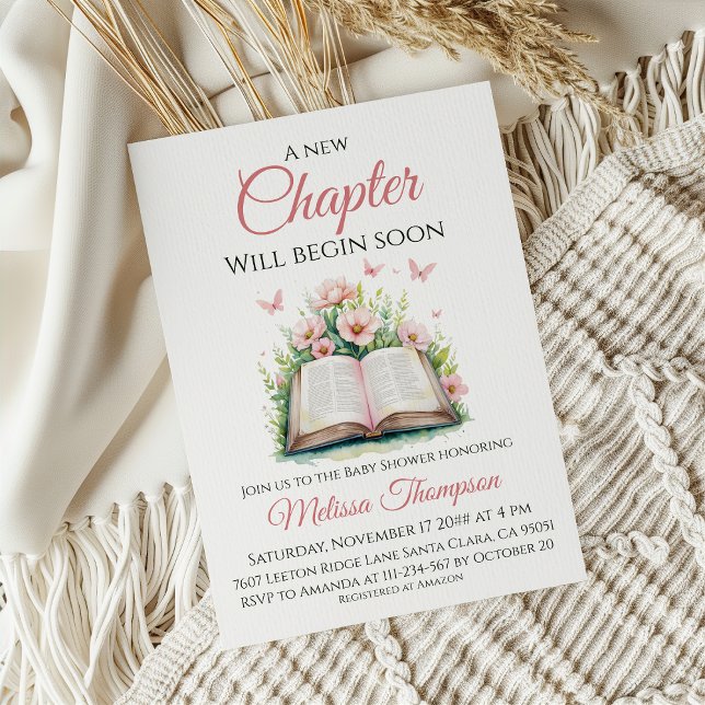 Invitación Nuevo Capítulo Chica Rosa Brunch Libro Baby Shower (Subido por el creador)