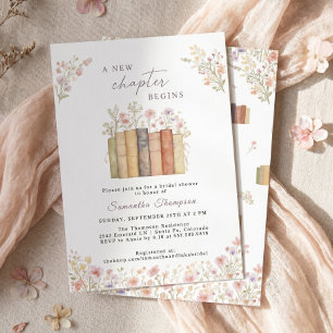 Invitación Nuevo capítulo comienza libros florales vintage
