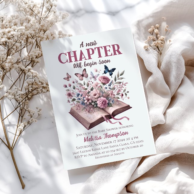 Invitación Nuevo capítulo de Baby Shower Floral Storybook (Subido por el creador)