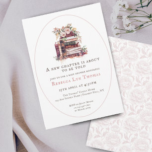 Invitación Nuevo capítulo de la ducha de bebé acuarela, rosa
