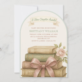 Invitación Nuevo capítulo espera a los libros en Baby Shower