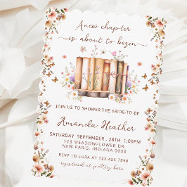Invitación Nuevo Capítulo Floral Libro Tema QR Ducha Bridal