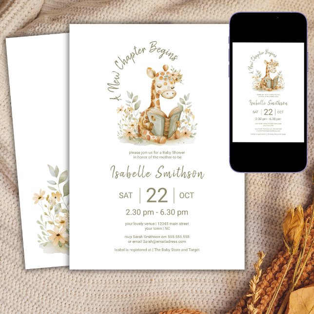 Invitación Nuevo capítulo inicia Baby Shower de guiraffe Stor (Subido por el creador)