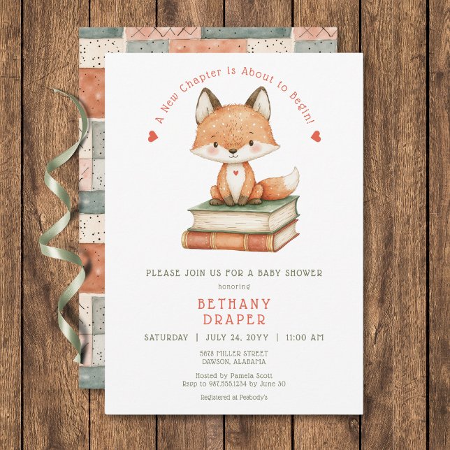 Invitación Nuevo capítulo inicia Baby Shower de storybook (New Chapter Begins Storybook Baby Shower Invitation)