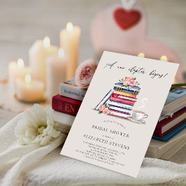 Invitación Nuevo Capítulo Libro Lover Bookworm Ecru Bridal Sh