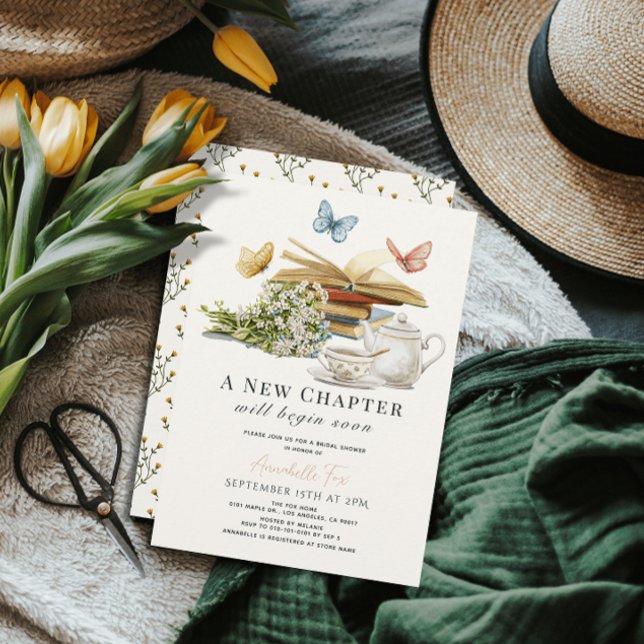 Invitación Nuevo capítulo Tea Set Butterflies Libro Ducha de  (Subido por el creador)