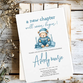 Invitación Nuevo capítulo Teddy azul niño ducha de bebé Bear