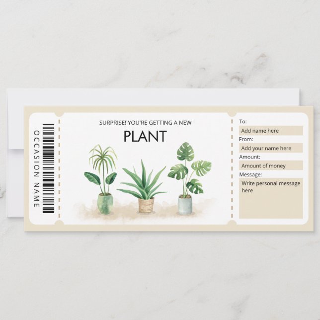 Invitación Nuevo certificado de regalo de planta (Anverso)