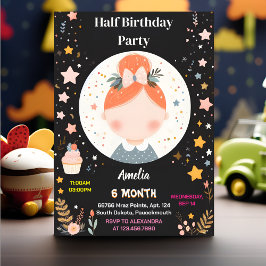 Invitación Nuevo Chica 6 meses Fiesta medio año medio cumplea
