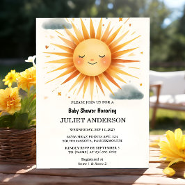 Invitación Nuevo chico Rosa Único Cielo Nublado Sunshine Baby