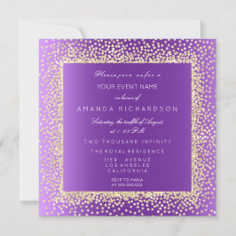 Invitación Nuevo Confetti Purpurina de oro Champaigne