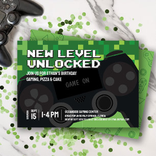 Invitación Nuevo controlador de juegos de nivel pixelado Cump