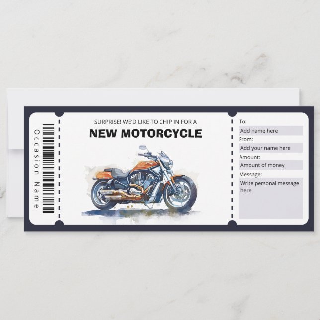Invitación Nuevo cupón de regalo para motocicletas editable (Anverso)