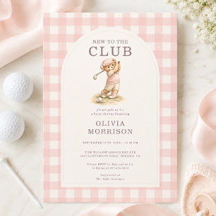 Invitación Nuevo en Club de Golf Oso Rosa Fiesta de Bebé Niña