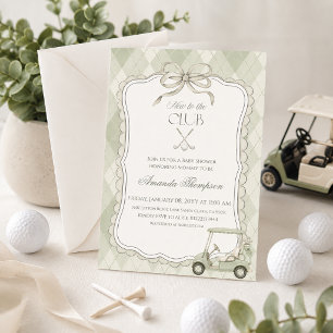 Invitación Nuevo en el carrito de golf del club para baby sho