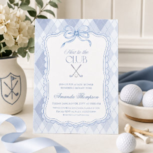 Invitación Nuevo en el Club Azul Golf Baby Shower