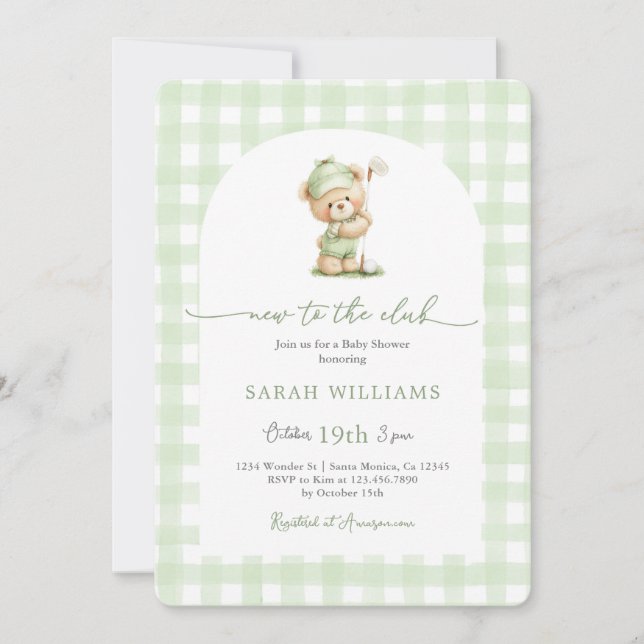 Invitación Nuevo en el Club Baby Shower (Anverso)