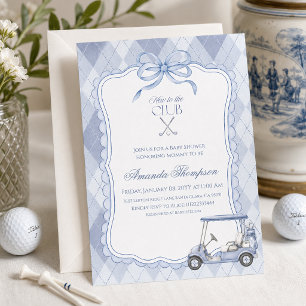 Invitación Nuevo en el Club Carrito de Golf Azul para Baby Sh