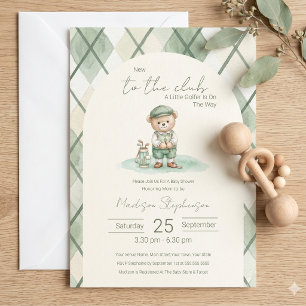 Invitación Nuevo en el Club Código QR para Baby Shower de Oso