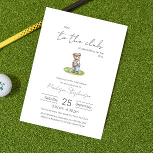 Invitación Nuevo en el Club de Golf Azul Baby Shower