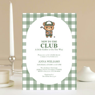 Invitación Nuevo en el Club de Golf Baby Shower de Oso a Cuad