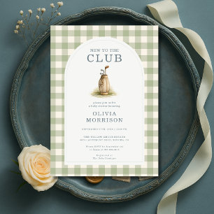 Invitación Nuevo en el Club de Golf Fiesta de Bebé a Cuadros