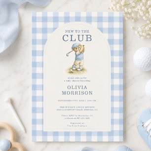 Invitación Nuevo en el Club de Golf Oso Azul Fiesta de Bebé