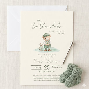 Invitación Nuevo en el Club de Golf Oso Baby Shower Código QR