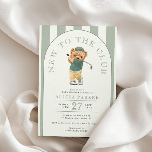 Invitación Nuevo en el club de golf oso verde salvia baby sho