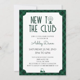 Invitación Nuevo en el Club Fiesta de Bebé de Golf a Cuadros