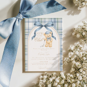 Invitación Nuevo en el Club Golf Vintage Teddy Bear Preppy 