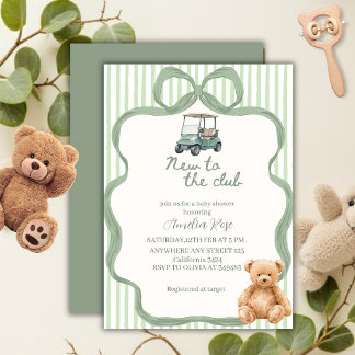 Invitación Nuevo en el Club Preppy Bow Baby Shower