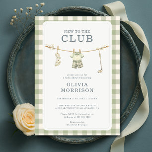 Invitación Nuevo En El Club Ropa De Golf Para Baby Shower
