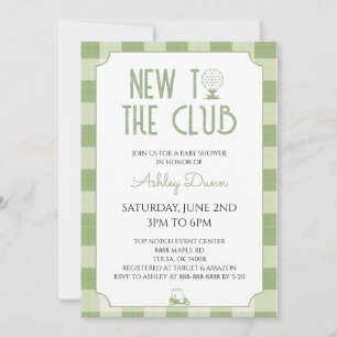 Invitación Nuevo En El Club Sage Verde Fiesta de Bebé de Golf