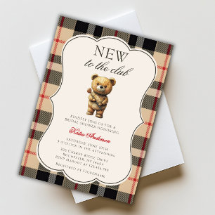 Invitación Nuevo en el Club Teddy Bear Preppy Golf Baby Showe