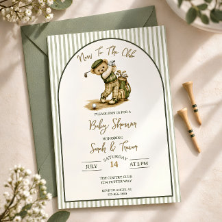 Invitación Nuevo en la Fiesta del Oso de Peluche de Golf para
