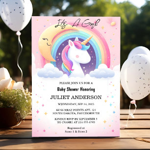 Invitación Nuevo espacio de brillo Royal Pony Unicorn Baby Sh