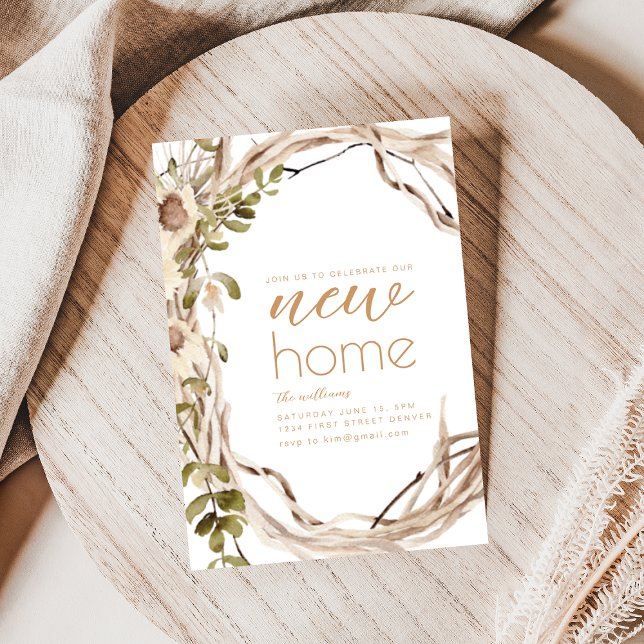 Invitación Nuevo Fiesta que calienta el hogar invita a las fl (Subido por el creador)