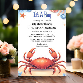 Invitación Nuevo Guay Beach Ocean Catch Red Crab Baby Shower