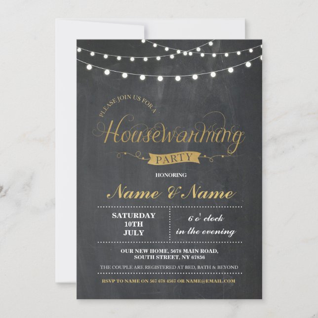 Invitación Nuevo hogar dulce hogar cálido ChalkBoard Invitaci (Anverso)