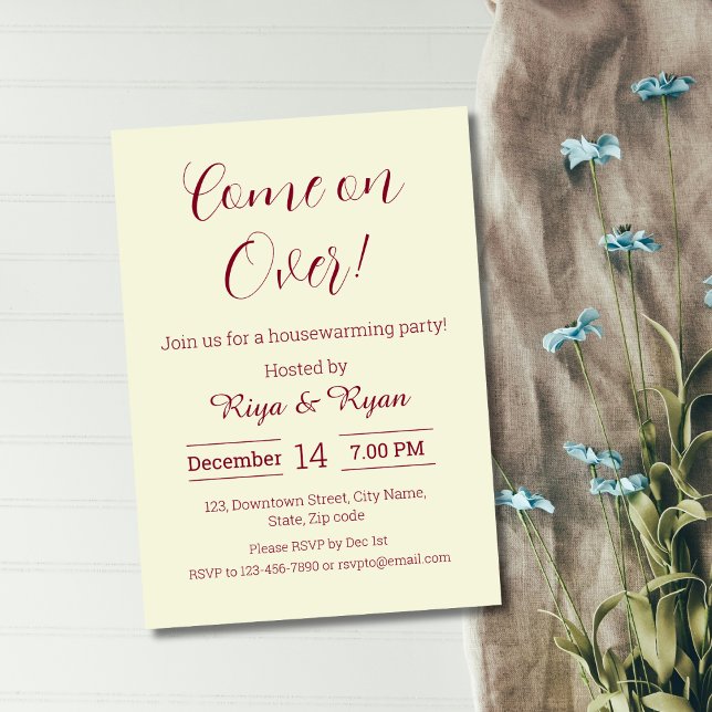 Invitación Nuevo Hogar Moderno Elegante Beige Fiesta Calentad (Beige Come on over home sweet home new home funny housewarming invitation with rsvp for housewarming)