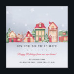 Invitación Nuevo hogar para Navidades de vacaciones en Winter<br><div class="desc">Anuncia tu nueva dirección a tus amigos y familiares con nuestra linda nueva casa para la tarjeta de navidades de vacaciones. Nuestras nuevas tarjetas de invitación de dirección cuentan con un pintoresco pueblo de navidades de acuarela.  Visita nuestra tienda para ver los artículos a juego.</div>