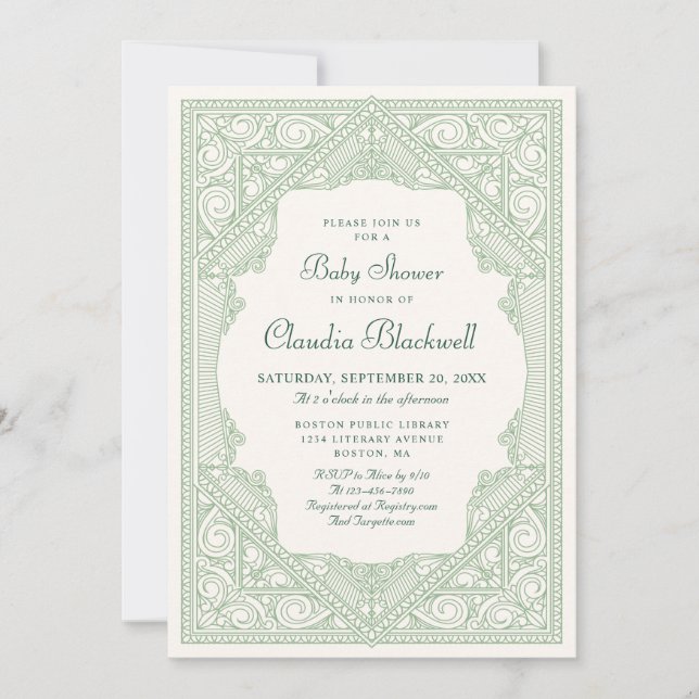 Invitación Nuevo libro de capítulos Género Baby Shower neutra (Anverso)