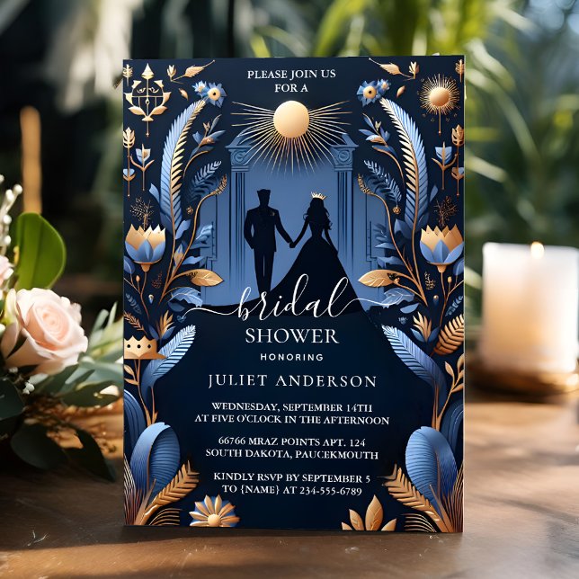 Invitación Nuevo lujo Fuchsia Crown Royal Blue Bridal Shower (Subido por el creador)