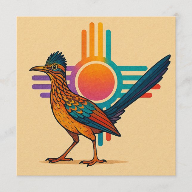 Invitación Nuevo México Colorido Sol Zia  (Anverso)