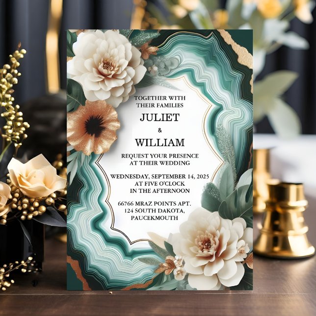 Invitación Nuevo Monstera De Mármol Verde Esmeralda Y Boda De (Subido por el creador)