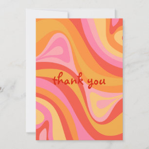 Invitación Nuevo Naranja Rosa Resumen de Groove Retro Gracias