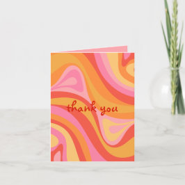 Invitación Nuevo Naranja Rosa Resumen de Groove Retro Gracias