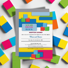 Invitación Nuevo Niño En El Baby Shower De Adopción De Bloque