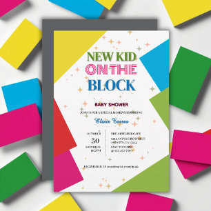 Invitación Nuevo Niño en el Bloque Fiesta de Bebé Colorida